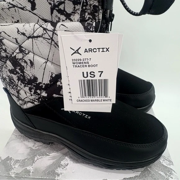 ARCTIX Womens sz 7 Cracked Marble White Quilted Faux Suede Tracer Boot NEW - Picture 9 of 12